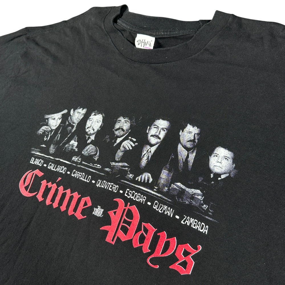 Shaka Comfort Crime Pays Narcos Graphic Tee 3XL Escobar El Chapo Boxy T-Shirt